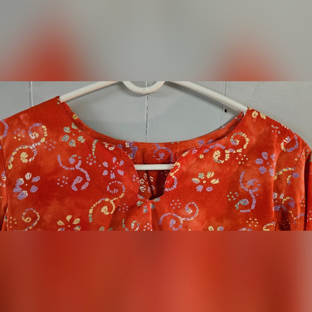Red Floral Shapes Full Sleeve Top - Picture 3 of 8